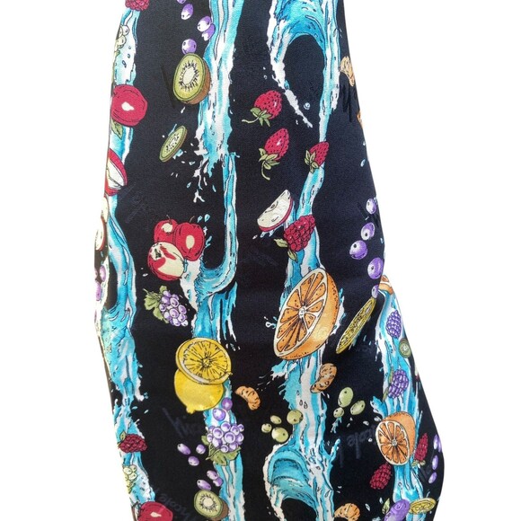 1998 Nicole Miller 100% Silk Scarf 43" Fruit Water Splash Print Vintage Rare - Picture 9 of 16